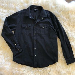 Volcom Black Casual Button Down Long Sleeve Shirt